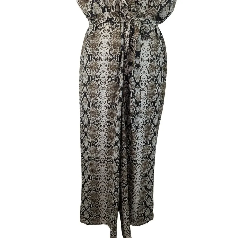 NWT@$149! BANANA REPUBLIC! WHITE, BLACK, BROWN SNAKESKIN PATTERN JUMPSUIT! SZ 6